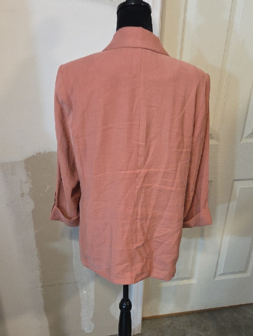 Simply Vera Vera Wang Peach Open-Front Blazer Jacket 3 Quarter Sleeve Office - Picture 6 of 16